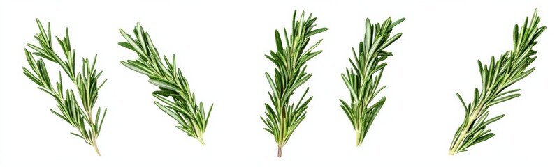 Fototapeta premium Five Sprigs of Rosemary A Culinary Herb Flat Lay Photography,Herb,Cooking ,Rosemary, Flatlay