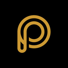 Obraz premium Gold Letter P Logo Design with Circle