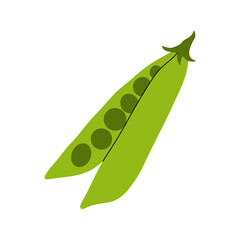 Green pea pod. Cartoon fresh peas beans, vegetable with seeds flat style, organic food healthy nutrition concept, pea bean vegetarian ingredient. Vector isolated illustration