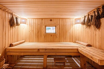 standard interior wooden bath, sauna, steam room