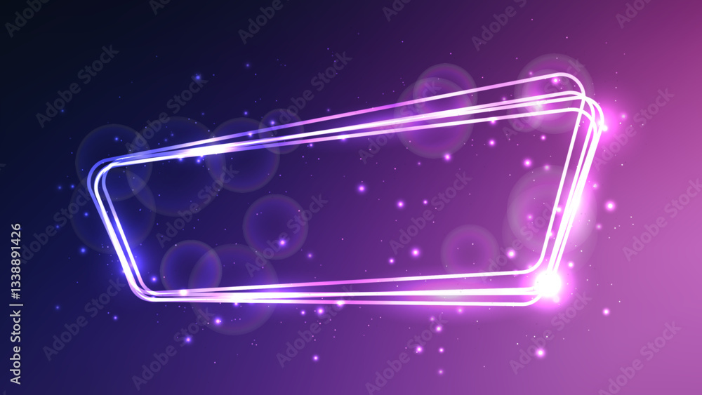 Aufkleber neon rounded frame with shining effects and sparkles