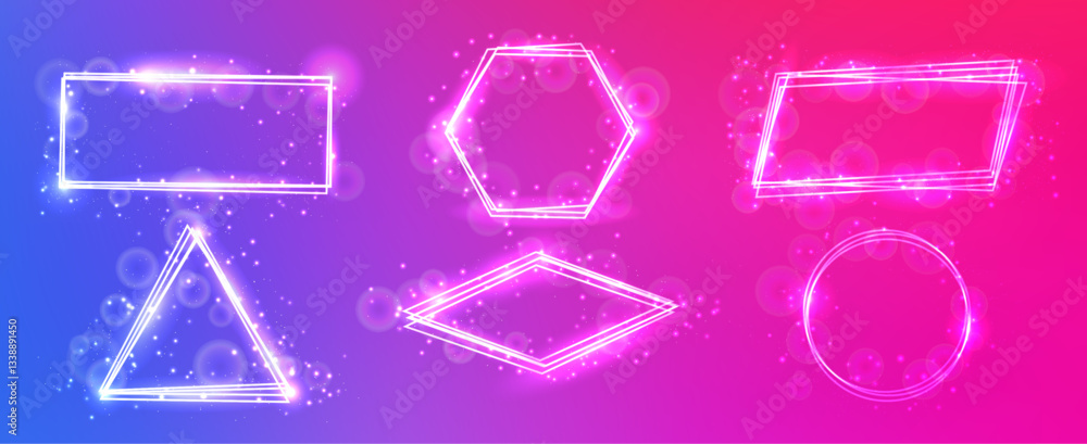 Poster neon frame with shining effects and sparkles