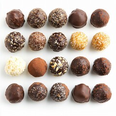 Delicious chocolate truffles gourmet kitchen food photography bright studio top view indulgent treats for dessert lovers