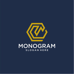 Gold Monogram Design On Dark Background