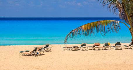 Beautiful beach at Caribbean sea in Playa del Carmen, Mexico.