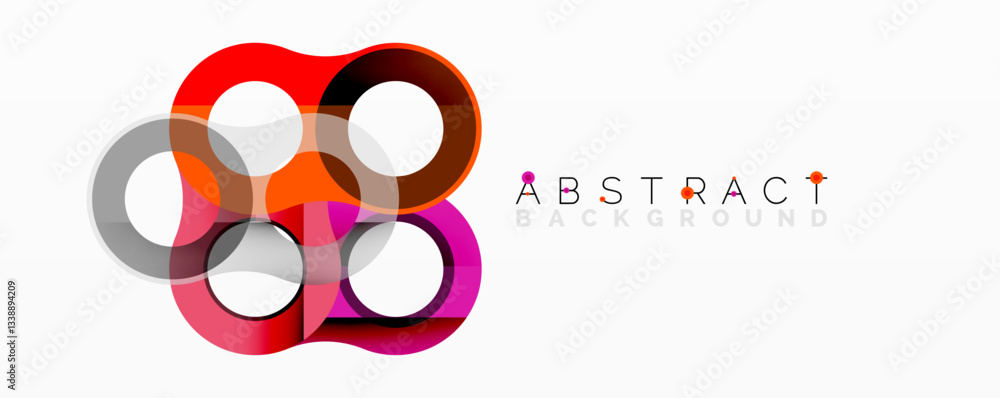 Poster abstract geometric pattern with interlocking circular and tubular shapes featuring smooth gradients,