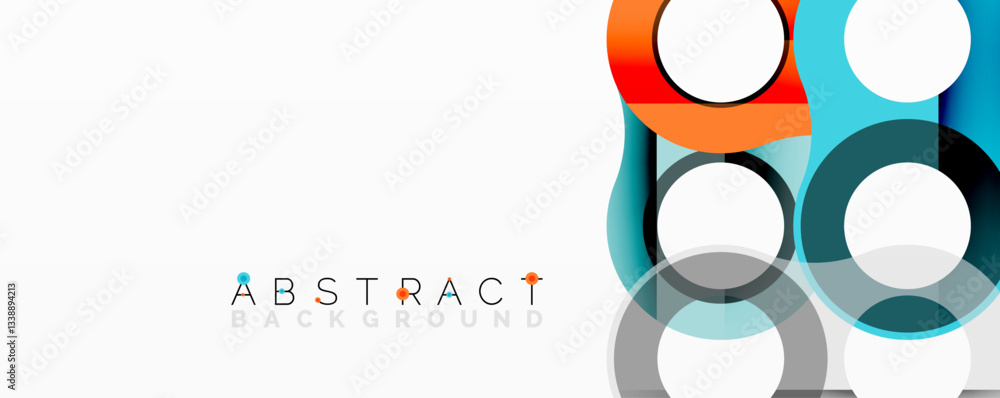 Poster abstract circle element composition with overlapping circular and tubular shapes featuring smooth gr