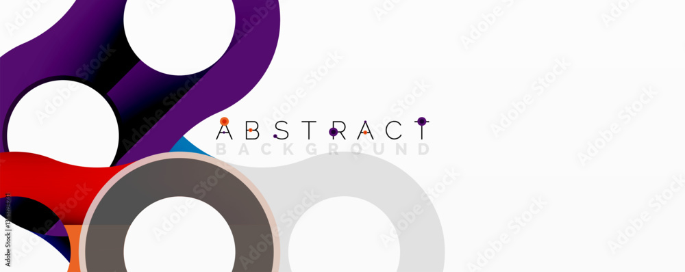 Poster abstract circle element composition with overlapping circular and tubular shapes featuring smooth gr
