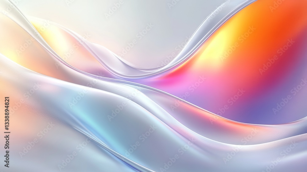 Poster colorful abstract background with soft curves and bright gradient reflections creating a modern atmo