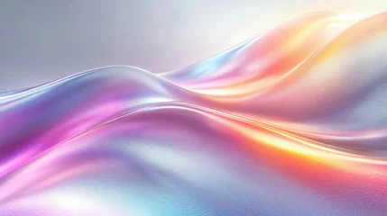 Fotobehang Vibrant and modern abstract design featuring colorful gradient reflections and soft curves on a white background © clarke