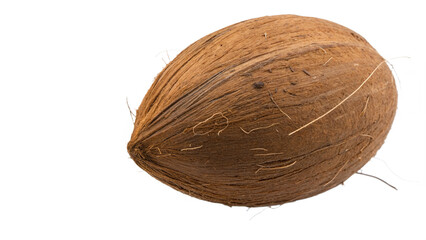 Fresh Coconut with White Flesh and Brown Shell Isolated for Healthy Eating and Natural Food.