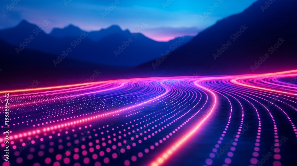 Poster futuristic glowing network of dots and lines representing artificial intelligence and dynamic data f