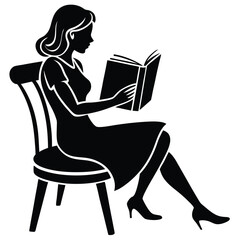 woman reading book silhouette