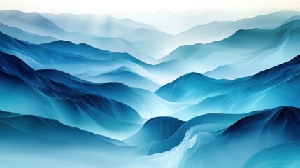 Fototapeta premium Blue Misty Mountain Range Landscape.
