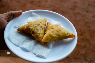 A plate of samosas