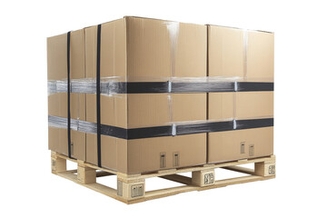 Boxes stacked on a pallet ready for shipment at a warehouse facility