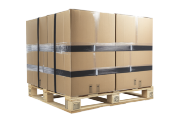 Boxes stacked on a pallet ready for shipment at a warehouse facility