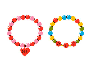Friendship bracelet vector set. Handmade jewelry. Doodle illustration. 
