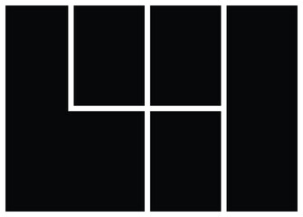 Modern empty collage photo template layout. Symmetrical grid pattern background and web layout. Portfolio presentation and contemporary wall photo frame mockup. 