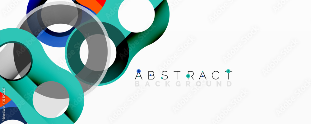 Poster abstract circle element composition with overlapping circular and tubular shapes featuring smooth gr