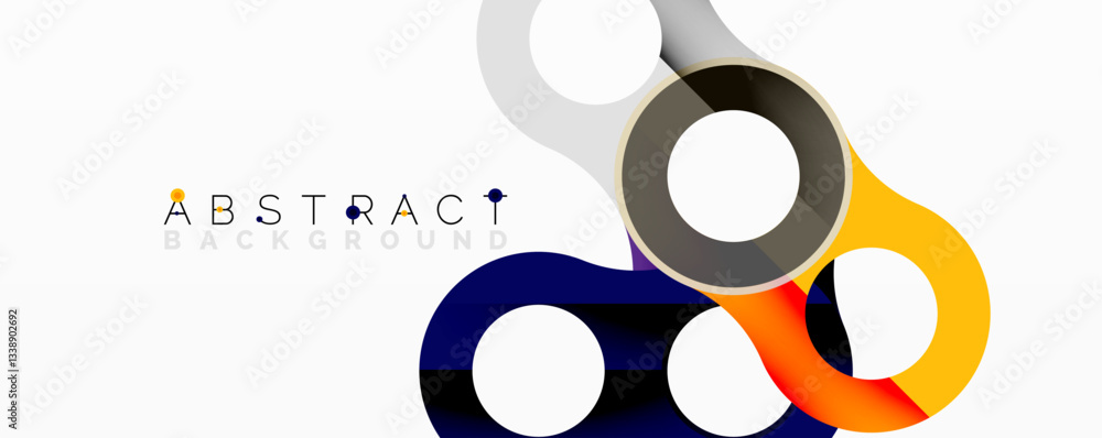 Poster abstract circle element composition with overlapping circular and tubular shapes featuring smooth gr