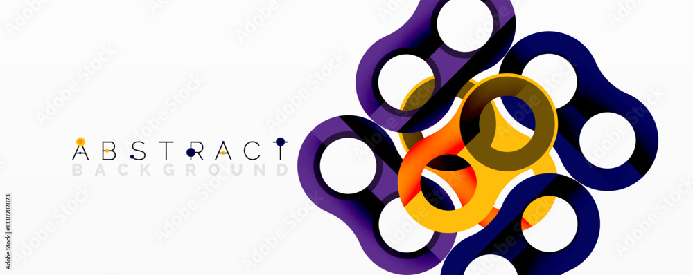 Poster Abstract circle element composition with overlapping circular and tubular shapes featuring smooth gradients, transparency effects, and dynamic layering