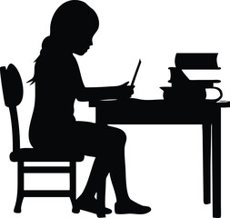 A Girl Reading book on the sitting chair in front of reading table
