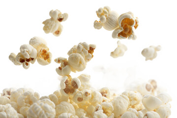 Pile of Buttery Popcorn Isolated on White Background for Snack Food.