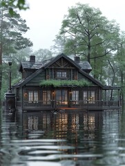 Obraz premium house on the river bank