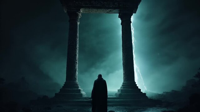 Religious cults and beliefs. Slow motion video clip in dark fantasy genre.