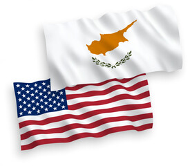 Flags of Cyprus and America on a white background