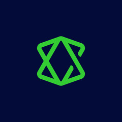 Green Abstract Geometric Symbol On Dark Background