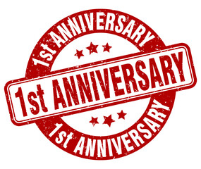 1st anniversary stamp. 1st anniversary label. round grunge sign
