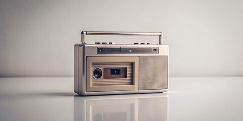 Minimalist Vintage Cassette Player Stock Photo: Retro Audio Tech Background