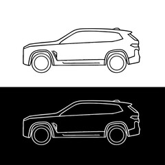 vector line car silhouette from side angle
