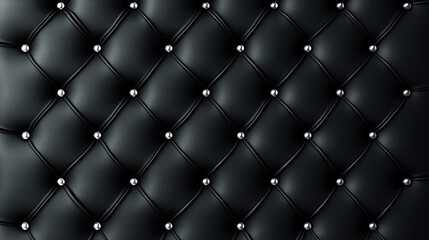 Luxurious black tufted leather with decorative buttons and deep shadows