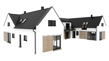 3d render modern house with transparent background