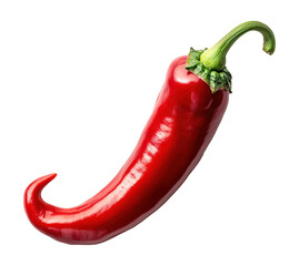 Red chili pepper stays still. Spicy food ingredient. Cooking flavor. Vegetable close up. Isolated object. Transparent png.