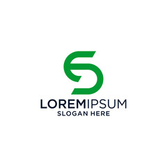 Green and Blue Abstract Logo Design with Intertwined Letters