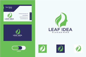 Green And Blue Business Card Set With Leaf Logo Design