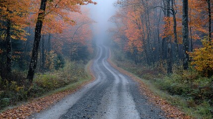 Obraz premium Mysterious Foggy Forest Road Disappearing into the Unknown
