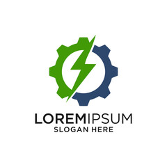 Green And Blue Gear With Lightning Bolt Logo
