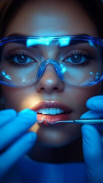 Dental procedure highlights the importance of oral health in a well-lit clinic setting during a routine check-up. Ideal for Social Media, Stories, Advertising