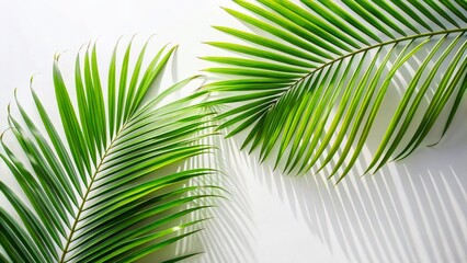 Obraz premium Minimalist Palm Leaf Silhouettes: Tropical Summer Beach Holiday Green Outline Graphics