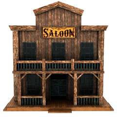 3d render old west saloon with transparent background