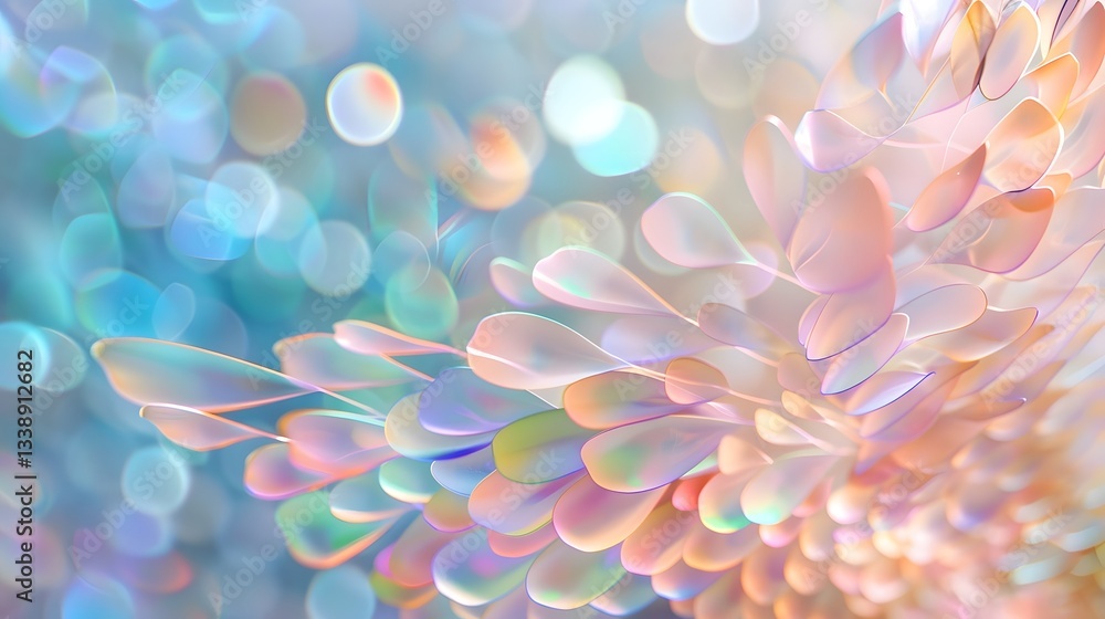 Poster Ethereal and captivating butterfly wing pattern featuring a mesmerizing array of vibrant iridescent hues including blues purples and greens with delicate overlapping details that create a dreamlike