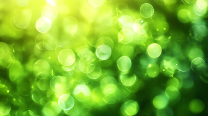 Fototapeta premium Lime Green Abstract Background. Blurred Bokeh Lights with Shiny Glow