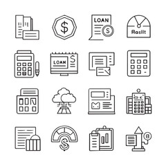 Loan set of web icons in line style. Loan and Credit linear icon collection. Containing loan, money, credit rating, business.