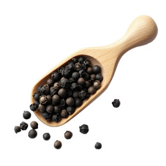 black pepper in a wooden spoon