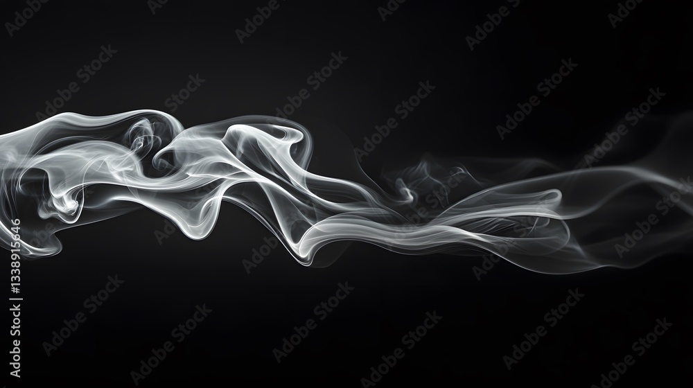 Poster ethereal flow of smoke on a dark background capturing movement and grace